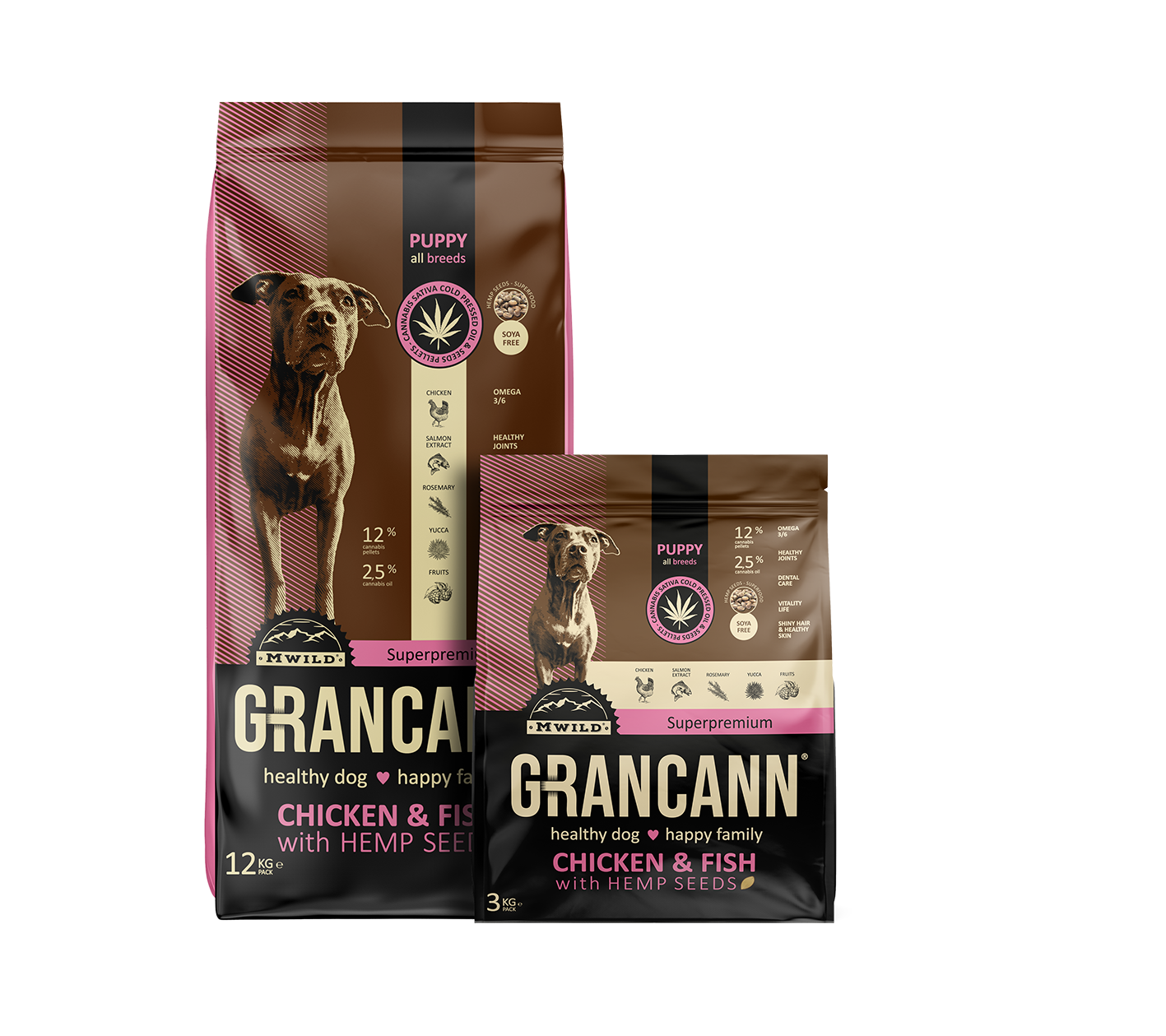 Grancann Chicken & Fish with Hemp seeds-Puppy all breeds - 3kg
